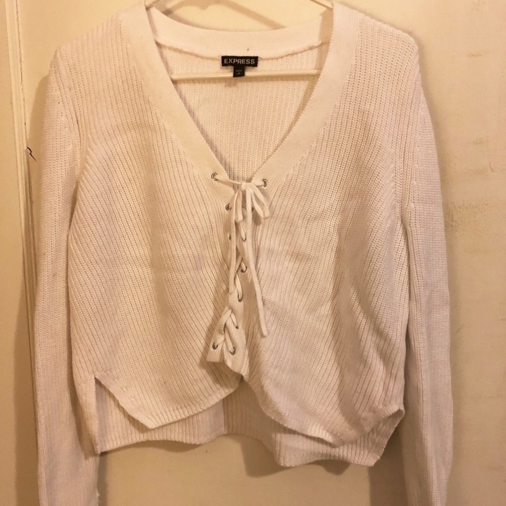 Express Lace Up Front Sweater